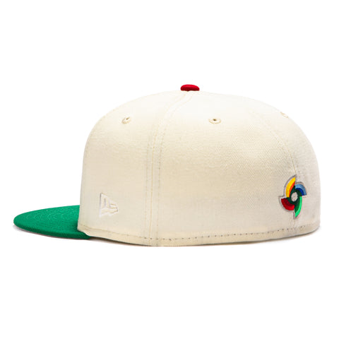 New Era 59Fifty Mexico 2026 World Baseball Classic Mexico Flag Patch Hat - White, Kelly Green New Era