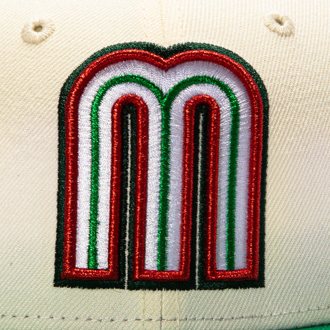 New Era 59Fifty Mexico 2026 World Baseball Classic Mexico Flag Patch Hat - White, Kelly Green New Era