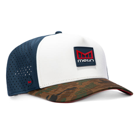 Melin Odysea Merica Hydro Snapback Camo Hat - White, Light Navy, Camo Melin