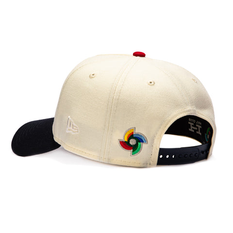 Pre-order New Era 9Forty A-Frame USA 2026 World Baseball Classic USA Flag Patch Snapback Hat - White, Navy New Era