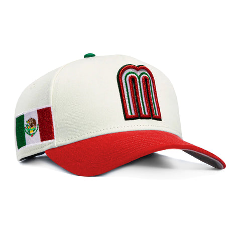 New Era 9Forty A-Frame Mexico 2026 World Baseball Classic Mexico Flag Patch Snapback Hat - White, Red New Era