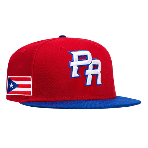 Pre-order New Era 9Fifty Youth Puerto Rico 2026 World Baseball Classic Puerto Rico Flag Patch Snapback Hat - Red, Royal New Era