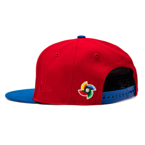 Pre-order New Era 9Fifty Youth Puerto Rico 2026 World Baseball Classic Puerto Rico Flag Patch Snapback Hat - Red, Royal New Era