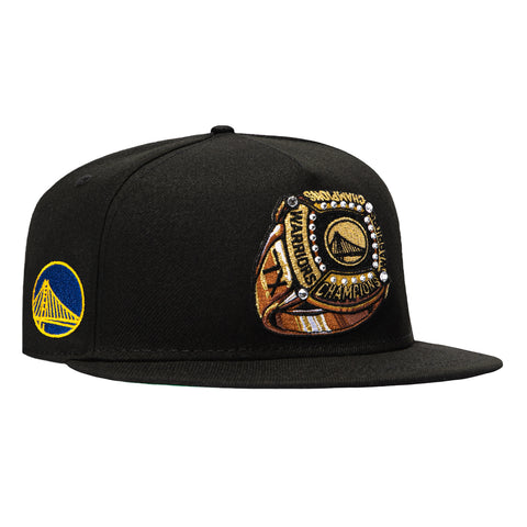 New Era 9Fifty A-Frame Ring Golden State Warriors Logo Patch Snapback Hat - Black New Era