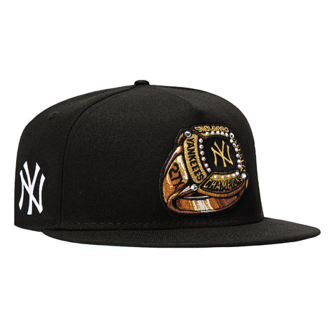 New Era 9Fifty A-Frame Ring New York Yankees Logo Patch Snapback Hat - Black New Era