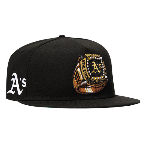 New Era 9Fifty A-Frame Ring Oakland Athletics Logo Patch Snapback Hat - Black New Era