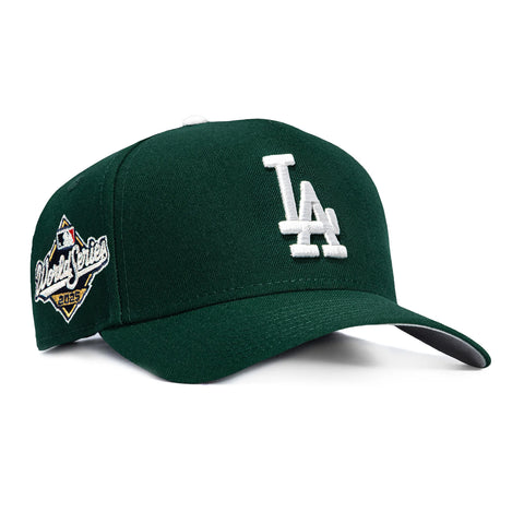 New Era 9Forty A-Frame Los Angeles Dodgers 2025 World Series Patch Snapback Hat - Green, White New Era