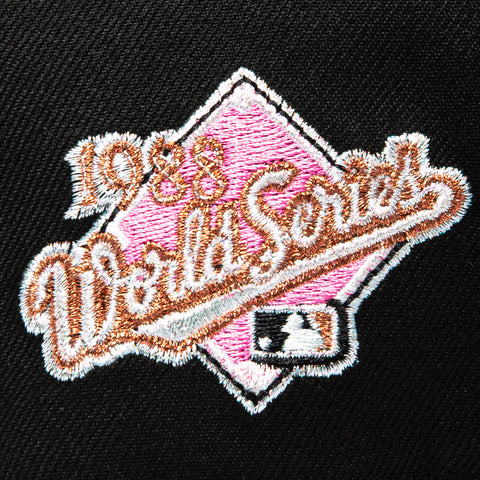 New Era 9Forty A-Frame Los Angeles Dodgers 1988 World Series Patch Blossom PInk UV Snapback Hat - Black, Brown New Era