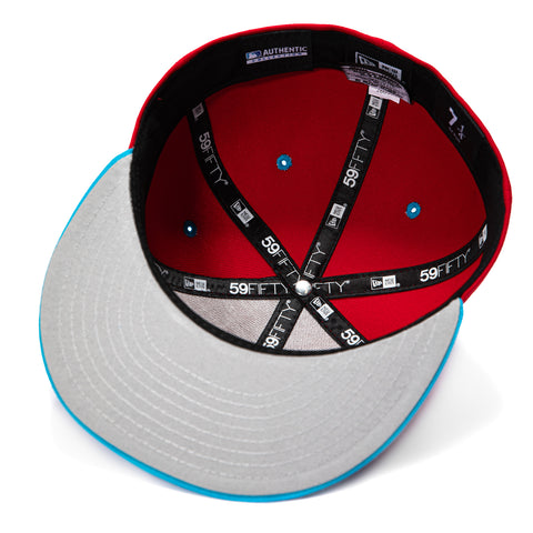 New Era 59Fifty Biloxi Shuckers Mudbugs Hat - Red, Neon Blue New Era