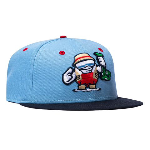 New Era 59Fifty Binghamton Rumble Ponies Bobbers Hat - Light Blue, Navy New Era