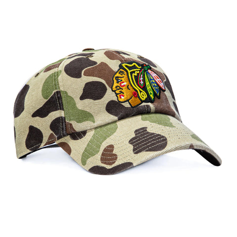 47 Brand x Carhartt Chicago Blackhawks Cleanup Adjustable Strapback Hat - Camo 47 Brand