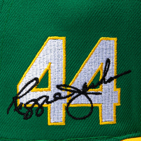 MN LEGENDS ATHLETICS REGGIE JACKSON GRN/YEL Mitchell and Ness