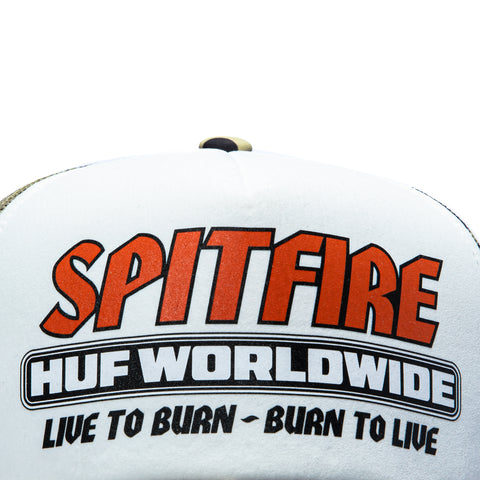 Huf Burn Forever Trucker Foam Snapback Hat - White, Camo Huf