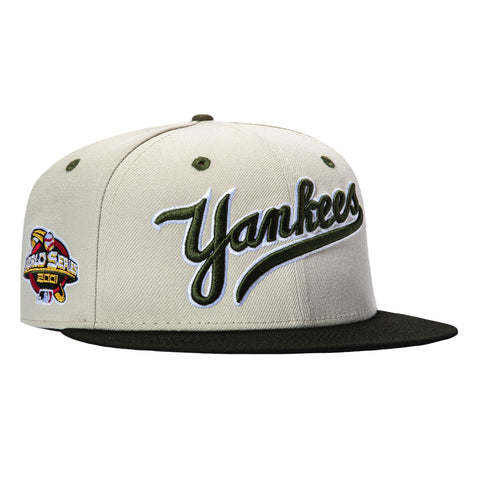 New Era 59Fifty New York Yankees 2001 World Series Patch Script Hat - Stone, Black New Era