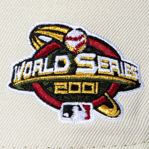 New Era 59Fifty New York Yankees 2001 World Series Patch Script Hat - Stone, Black New Era