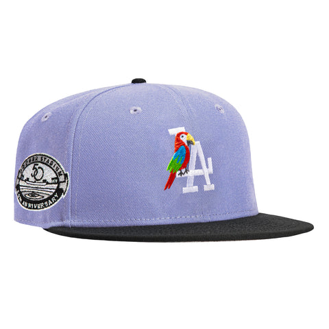 New Era 59Fifty Los Angeles Dodgers 50th Anniversary Stadium Patch Parrot Hat - Lavender, Black New Era