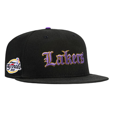 New Era 59Fifty Los Angeles Lakers The 2010 Finals Patch Old English Hat - Black, Purple, Metallic Gold New Era