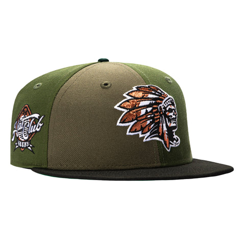 New Era 59Fifty Skull Chief 1992 Hat Club Patch Pinwheel Hat - Olive, Black New Era