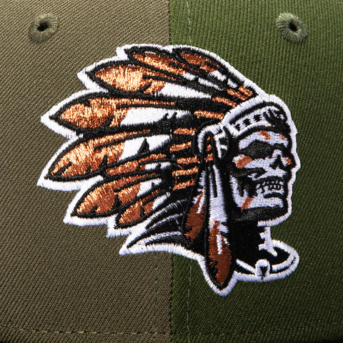New Era 59Fifty Skull Chief 1992 Hat Club Patch Pinwheel Hat - Olive, Black New Era