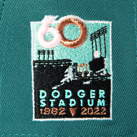 New Era 59Fifty Los Angeles Dodgers 60th Anniversary Stadium Patch Flower Hat - Teal, Black New Era