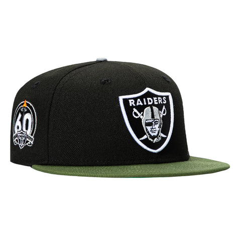 New Era 59Fifty Las Vegas Raiders 60th Anniversary Patch Hat - Black, Olive New Era
