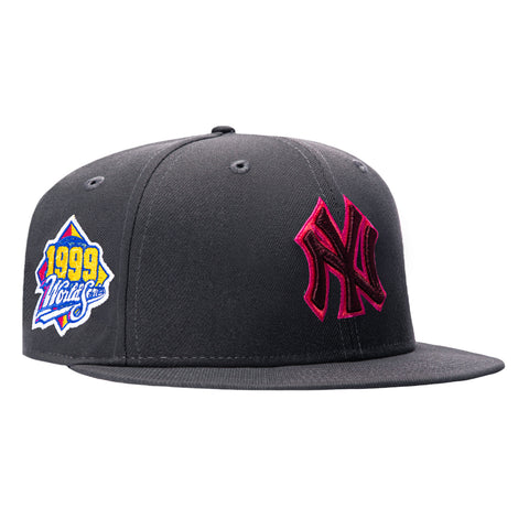 New Era 59Fifty After Glow New York Yankees 1999 World Series Patch Pink UV Hat - Graphite New Era