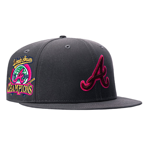 New Era 59Fifty After Glow Atlanta Braves 1995 World Series Champions Patch Hat - Graphite New Era