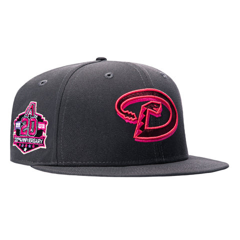 New Era 59Fifty After Glow Arizona Diamondbacks 20th Anniversary Patch D Pink UV Hat - Graphite New Era