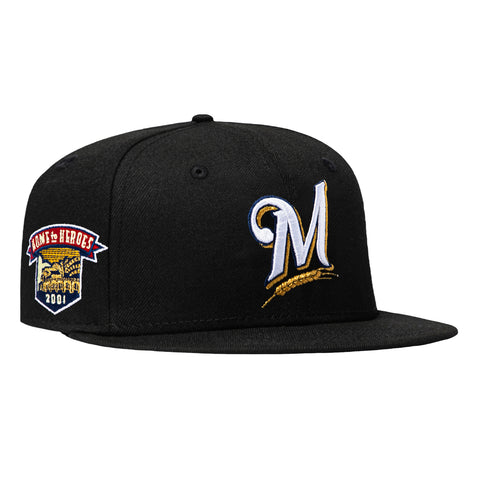 New Era 59Fifty Black Dome Milwaukee Brewers 2001 Home to Heroes Patch 2000 Hat - Black New Era