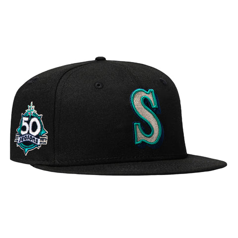 New Era 59Fifty Black Dome Seattle Mariners 50th Anniversary Patch 1987 Hat - Black New Era