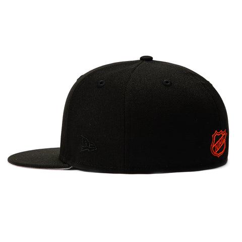 black flyers football helmet New Era 59Fifty Black Dome Philadelphia Flyers 35th Anniversary Patch Hat