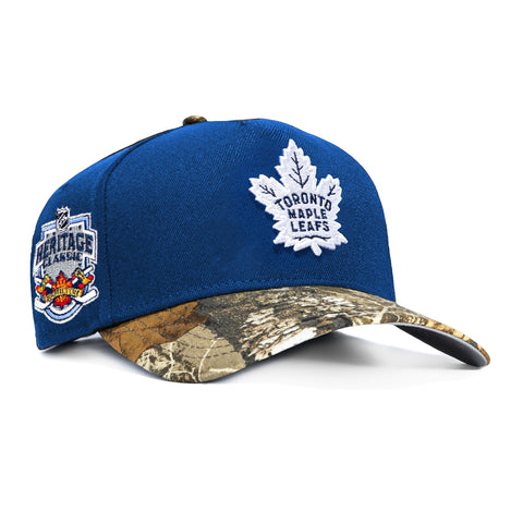 New Era 9Forty A-Frame Realtree Visor Toronto Maple Leafs 2022 Heritage Classic Patch Word Snapback Hat - Royal, Realtree New Era
