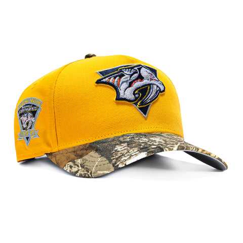 New Era 9Forty A-Frame Realtree Visor Nashville Predators Inaugural Patch Snapback Hat - Gold, Realtree New Era