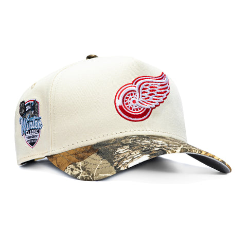 New Era 9Forty A-Frame Realtree Visor Detroit Red Wings 2014 Winter Classic Patch Snapback Hat - White, Realtree New Era