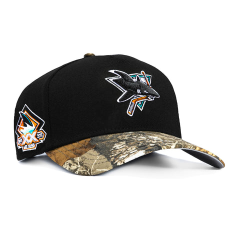 New Era 9Forty A-Frame Realtree Visor San Jose Sharks 20th Anniversary Patch Snapback Hat - Black, Realtree New Era