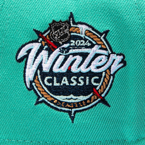 New Era 9Forty A-Frame Realtree Visor Seattle Kraken 2024 Winter Classic Patch Snapback Hat - Mint, Realtree New Era