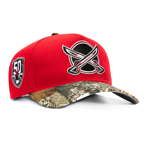 New Era 9Forty A-Frame Realtree Visor Buffalo Sabres 50th Anniversary Patch Snapback Hat - Red, Realtree New Era