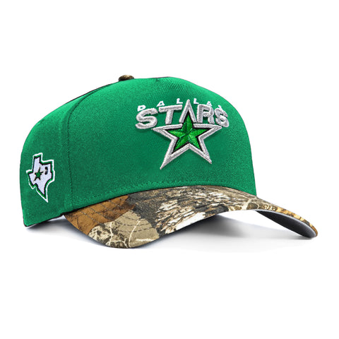 New Era 9Forty A-Frame Realtree Visor Dallas Stars Logo Patch Alternate Snapback Hat - Black, Realtree New Era