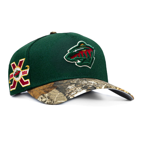 New Era 9Forty A-Frame Realtree Visor Minnesota Wild 10th Anniversary Patch Snapback Hat - Green, Realtree New Era