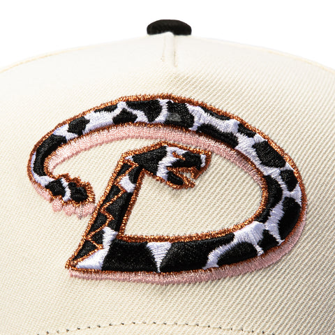 New Era 9Forty A-Frame Arizona Diamondbacks 2001 World Series Patch Snapback D Cow Print Hat - White, Black New Era