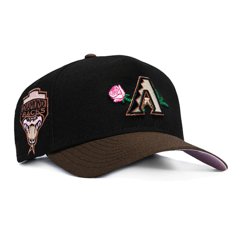 New Era 9Forty A-Frame Arizona Diamondbacks Inaugural Patch Rose Pink UV Snapback Hat - Black, Brown New Era