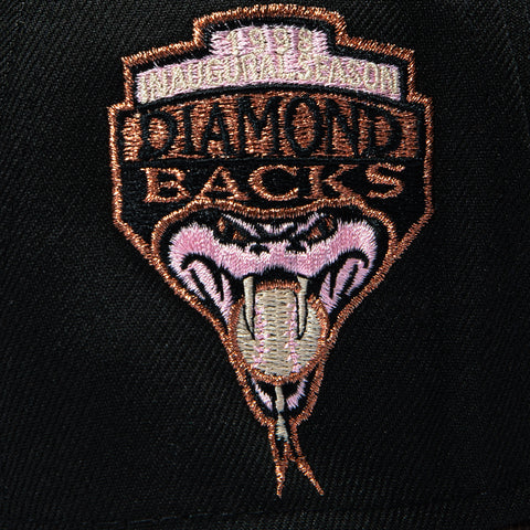 New Era 9Forty A-Frame Arizona Diamondbacks Inaugural Patch Rose Pink UV Snapback Hat - Black, Brown New Era