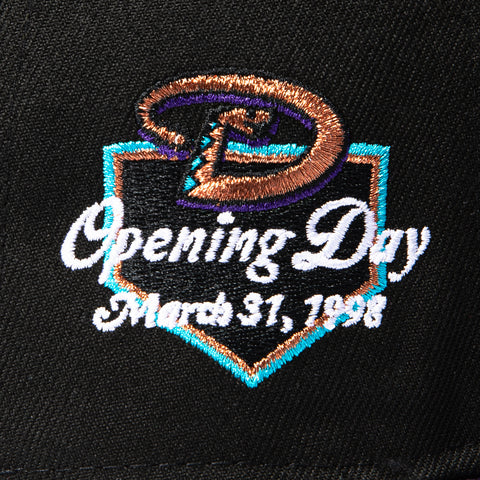 New Era 59Fifty Arizona Diamondbacks 1998 Opening Day Patch Snakehead Hat - Black, Purple New Era