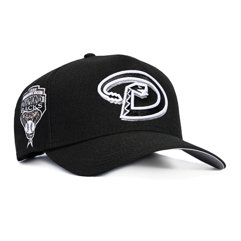 New Era 9Forty A-Frame Arizona Diamondbacks Inaugural Patch D Snapback Hat - Black, Metallic Silver, White New Era