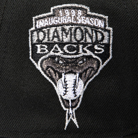 New Era 9Forty A-Frame Arizona Diamondbacks Inaugural Patch D Snapback Hat - Black, Metallic Silver, White New Era