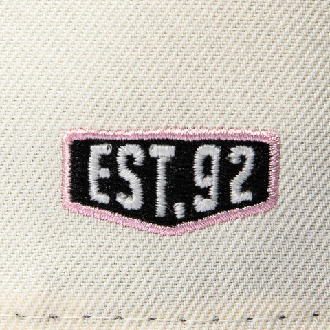 New Era 9Forty A-Frame Hat Club Las Vegas Est. 1992 Patch Script Pink UV Snapback Hat - White, Black New Era