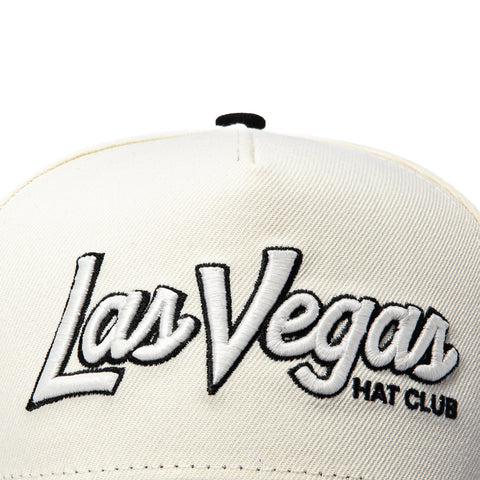 New Era 9Forty A-Frame Hat Club Las Vegas Est. 1992 Patch Script Pink UV Snapback Hat - White, Black New Era