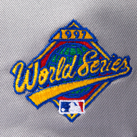 New Era 9Forty A-Frame Miami Marlins 1997 World Series Patch Pink UV Snapback Hat - Grey, Black New Era