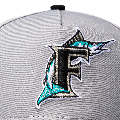 New Era 9Forty A-Frame Miami Marlins 1997 World Series Patch Pink UV Snapback Hat - Grey, Black New Era