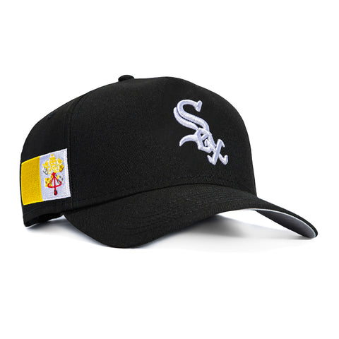 New Era 9Forty A-Frame Chicago White Sox Vatican City Patch Snapback Hat - Black New Era